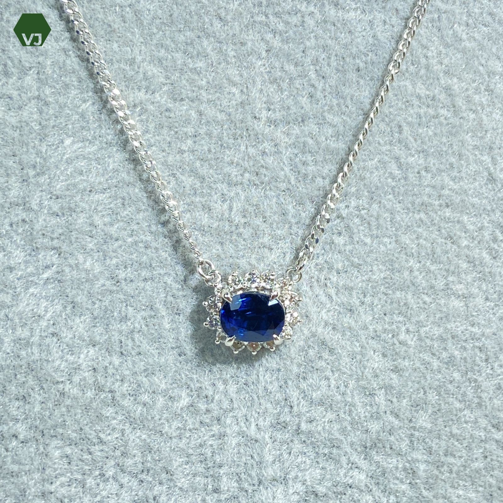 24-20】サファイア ダイヤモンド ネックレス S0.91ct D0.25ct【中古 