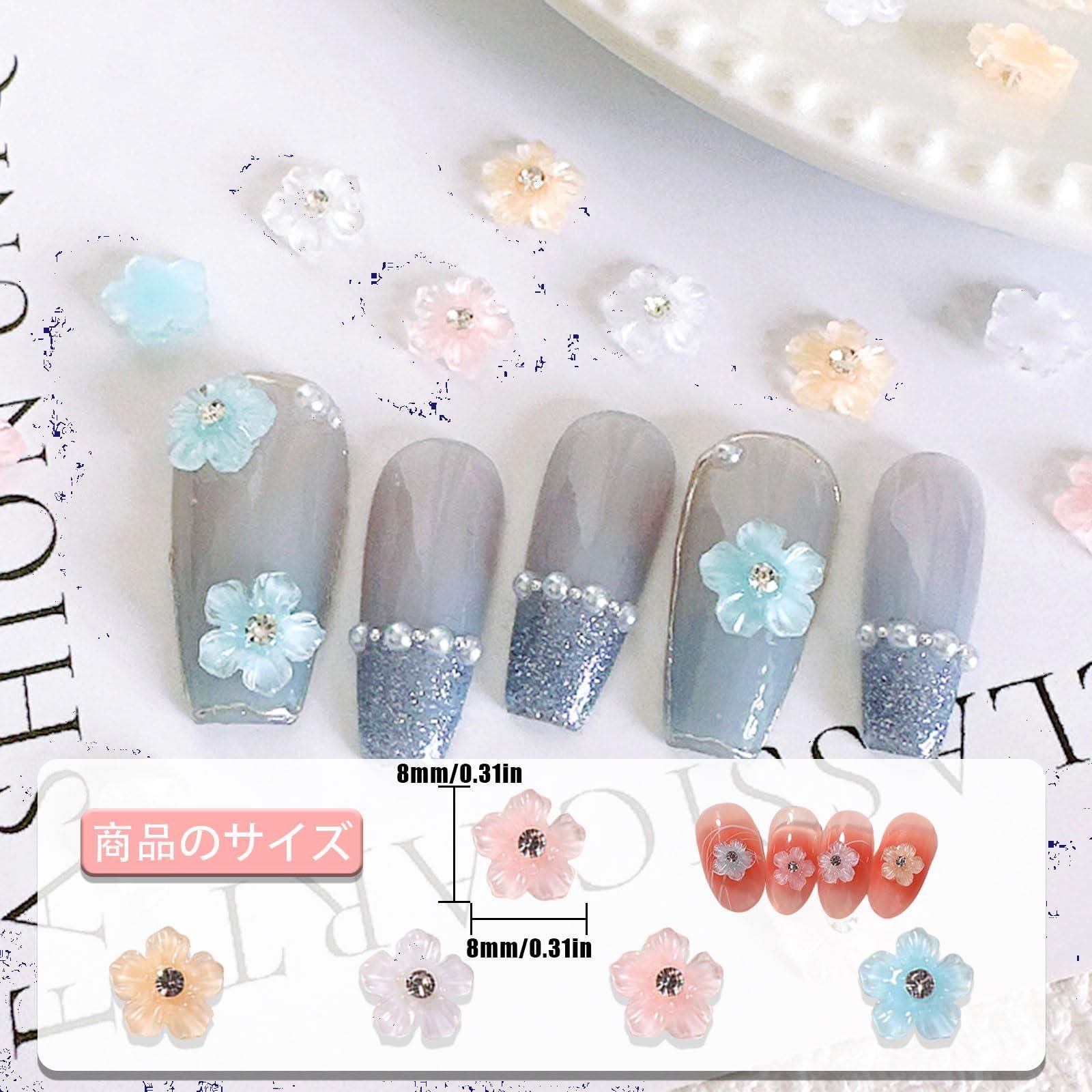 在庫処分】ネイルパーツ 花 60個入り 3D 立体 お花パーツ 樹脂 可愛い