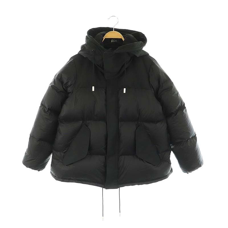 ザ リラクス THE RERACS NYLON LIPSTOP MODS DOWN COAT ショートダウンコート ジャケット フード付き 38 M 黒 ブラック /AQ OS