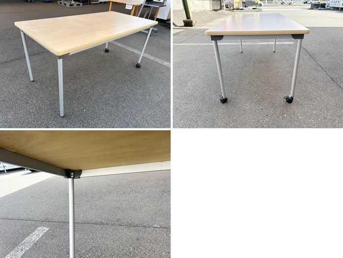 一部地域 ミーティングテーブル 片側キャスター 天板ナチュラル 脚シルバー F-FA-804-1010A