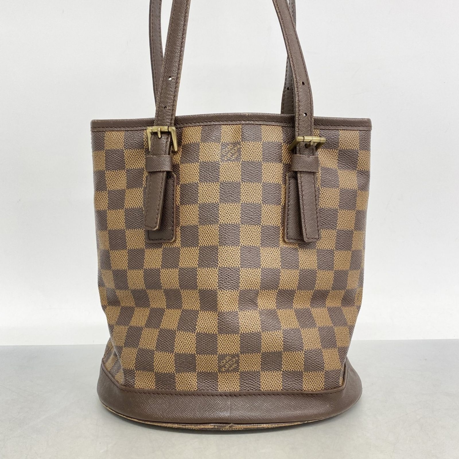 鑑定済 ルイヴィトン ダミエ エベヌ マレ ポーチ付トート ショルダー バッグ 鑑定済 ルイヴィトン ダミエ エベヌ マレ ポーチ付トート ショルダー