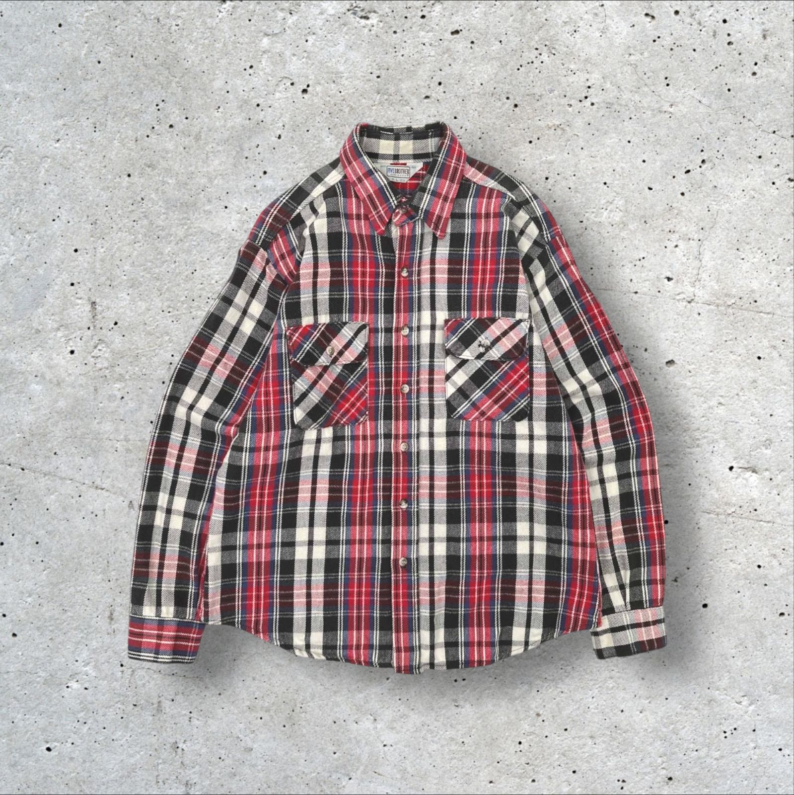 USA製 70s 80s ヴィンテージ FIVE BROTHER チェック ヘビーネルシャツ