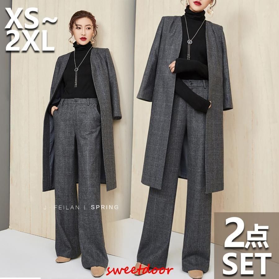 卒業式 服 母 スーツ セットアップ レディース 春 ブレザー ワイドパンツ 服 秋 冬 ハイウエスト ウエストゴム 30代 50代 40代 入学式 卒園