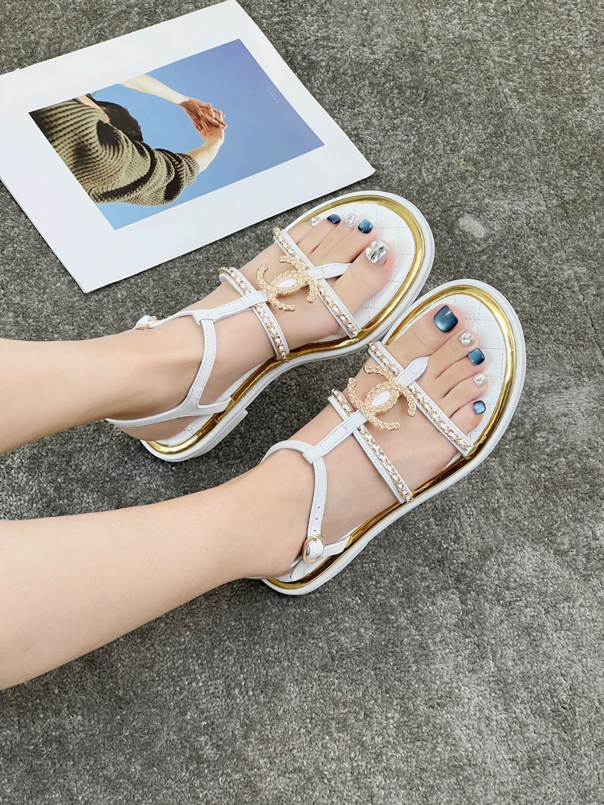【上品♡】CHANEL アンクルストラップミュール CHANEL アンクルストラップサンダル01-2 - メルカリ
