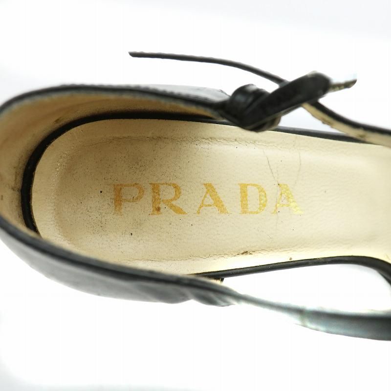 PRADA 36 22.5 サンダルヒールストラップ レザー イエロー/YC26 PRADA 36 22.5 サンダルヒールストラップ レザー イエロー/YC26