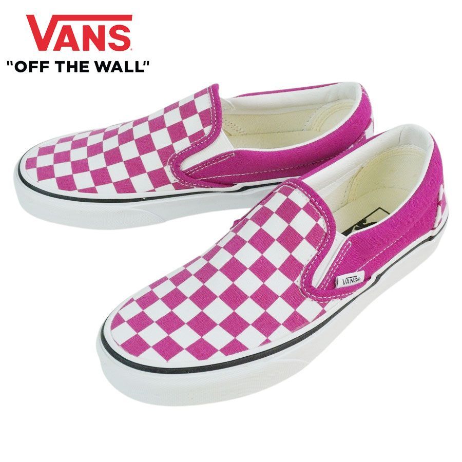 バンズ VANS ヴァンズ CLASSIC SLIP-ON (CHECKERBOARD)FUCHSIA RED