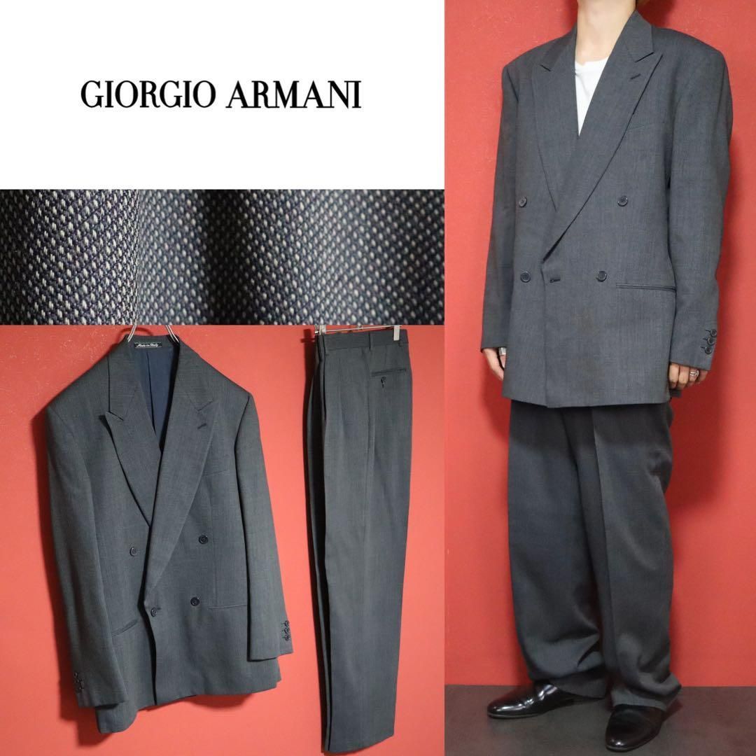 GIORGIO ARMANI ピークドラペル グレー総柄 ダブル セットアップ