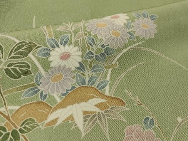 平和屋着物○訪問着 型染め 風景山文 正絹 逸品 未使用 DAAV1172tw