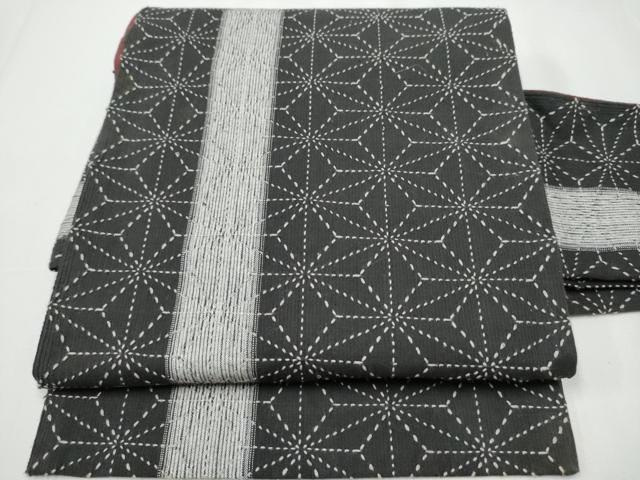 平和屋着物●つけ帯　紬地　刺し子　麻の葉文様　CAAY2653hy 平和屋着物○つけ帯 紬地 刺し子 麻の葉文様 CAAY2653hy 刺し子の文様