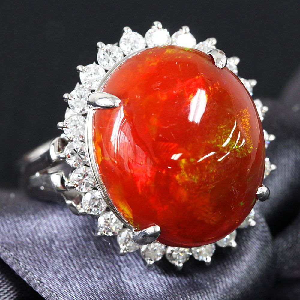 アステカの太陽！特品超希少！11ct ファイアオパール プラチナ リング 
