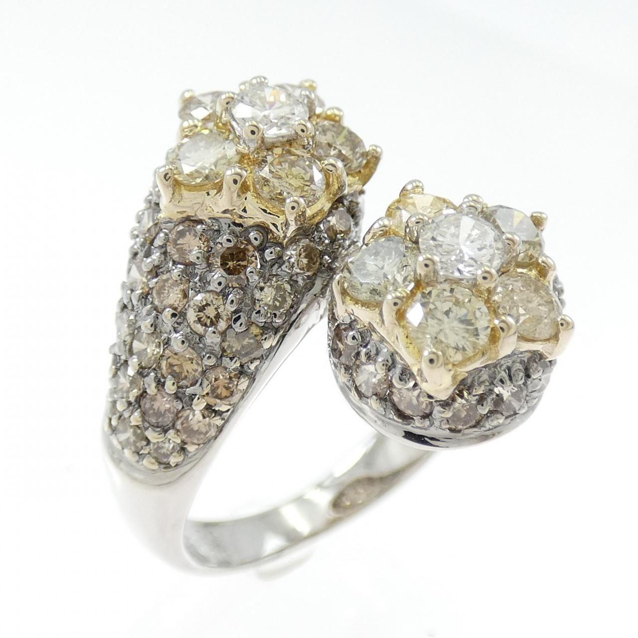 750WG|750YG フラワー ダイヤモンド リング 0.19CT