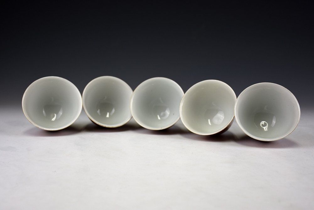 蔵C5933b】大日本永楽造 赤金襴手煎茶碗 五客 - メルカリ