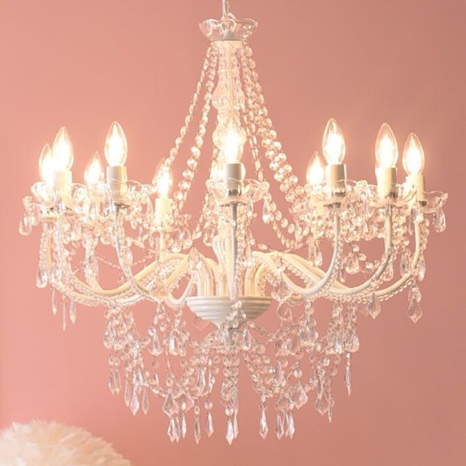 LEDライト付シャンデリア 12灯 プリンセスホワイト 簡単取付 天井照明 LED電球対応 北欧 アンティーク クラシック 4004