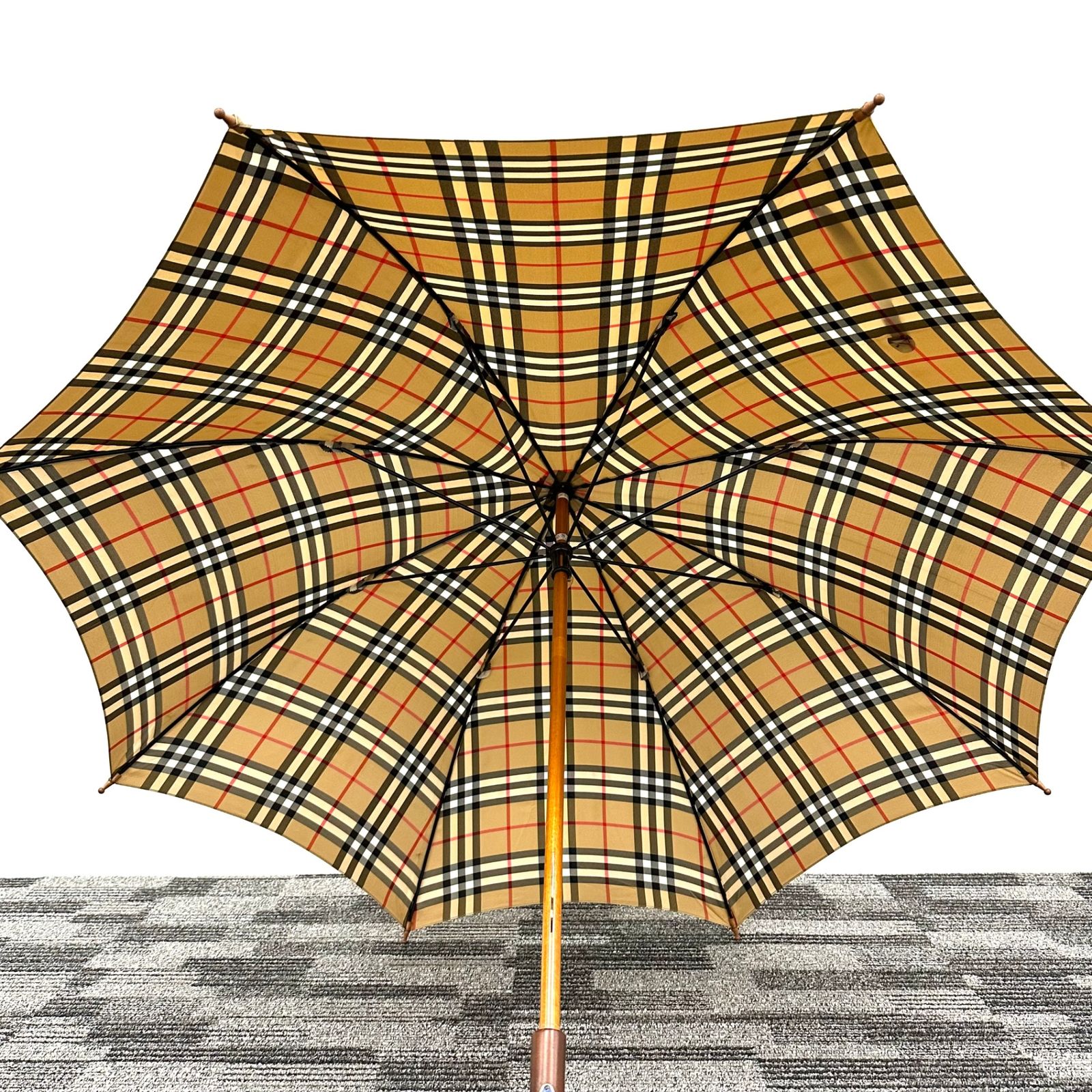 バーバリー　BURBERRY　ノバチェック　雨傘　長傘　アンブレラ　ベージュ 極美品】BURBERRY バーバリー 長傘 雨傘 アンブレラ ノバ