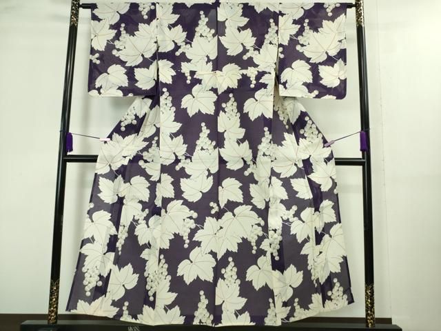 平和屋着物 上 夏物 小紋 浴衣兼用 綿絽 葡萄蔦の葉文 ♥ DZAA8432kh5