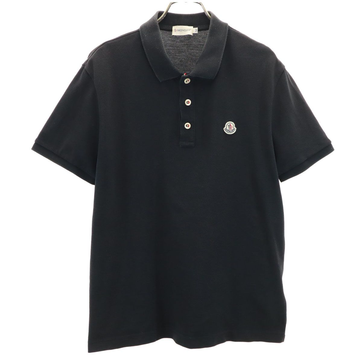 極美品・Mサイズ　MONCLER モンクレール　半袖ポロシャツ　ブラック　黒 MONCLER モンクレール 半袖 ポロシャツ M ブラック MAGLIA POLO