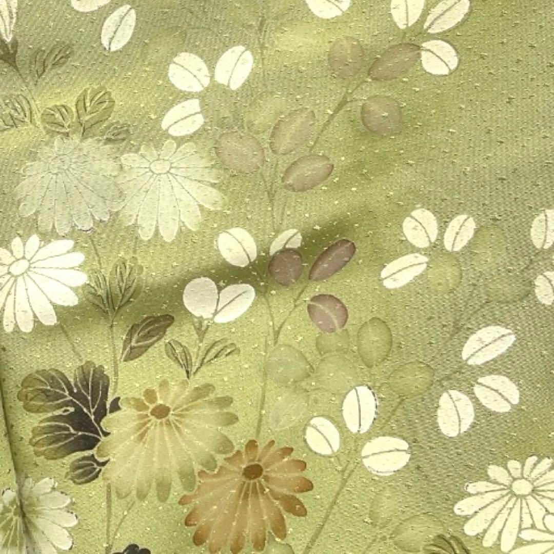 付け下げ 菊花 萩 リーフ 花模様 着物 053a d 萩 着物