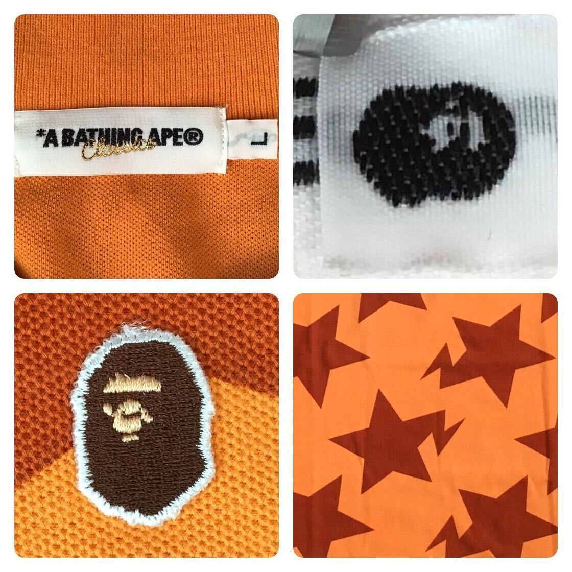 BAPE スター ポロシャツ Lサイズ オレンジ a bathing ape STAR BAPE