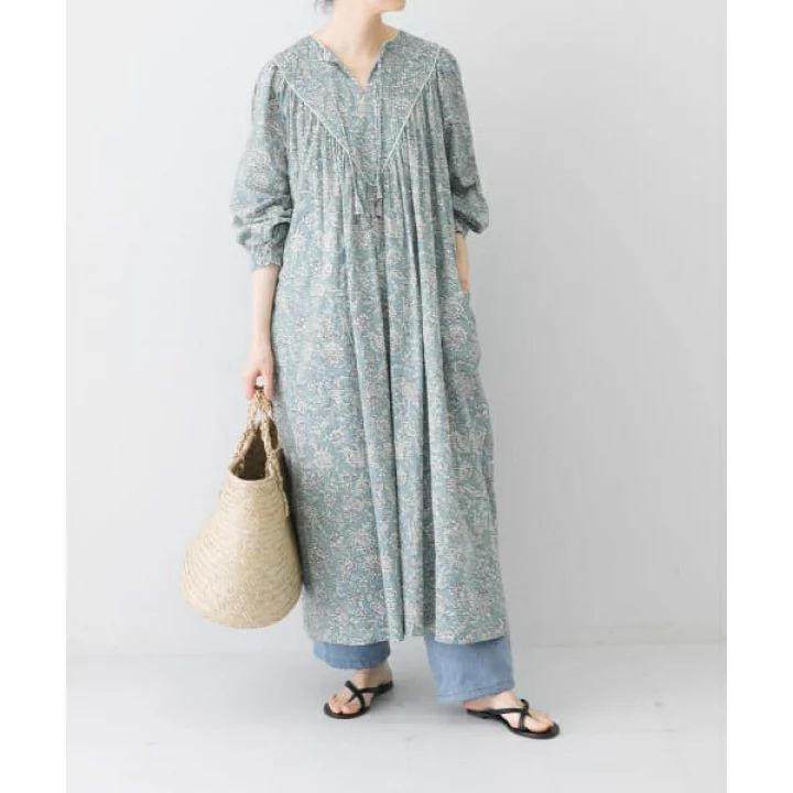 極美品♪かぐれ アーバンリサーチ プリントピンタックワンピース 花柄 かぐれ カグレ プリントピンタックワンピース アーバンリサーチ