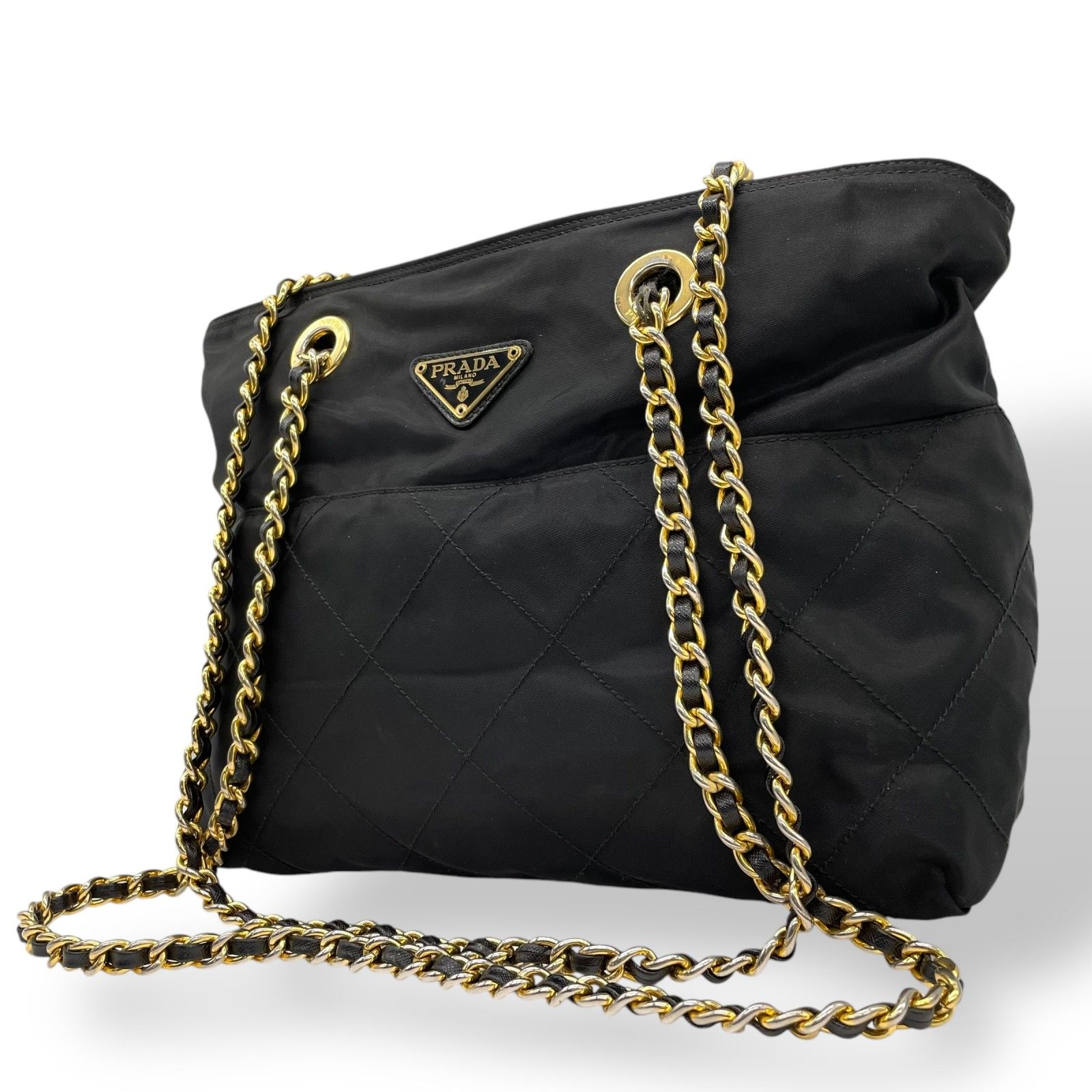 PRADA 三角ロゴ金具ナイロンチェーントートバッグ PRADA 三角ロゴ金具ナイロンチェーントートバッグ | Hedy