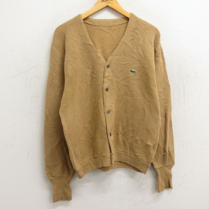 L/古着 ラコステ LACOSTE IZOD 長袖 ニット カーディガン メンズ 70s 