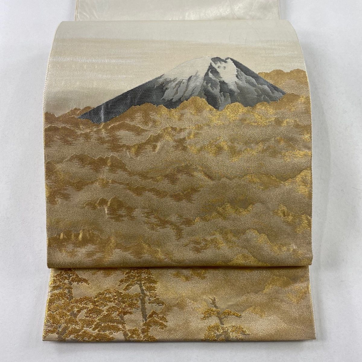 【極美品｝横山大観 じゅらく 袋帯 落款 朝陽霊峰 金糸 正絹 極美品｝横山大観 じゅらく 袋帯 落款 朝陽霊峰 金糸 正絹