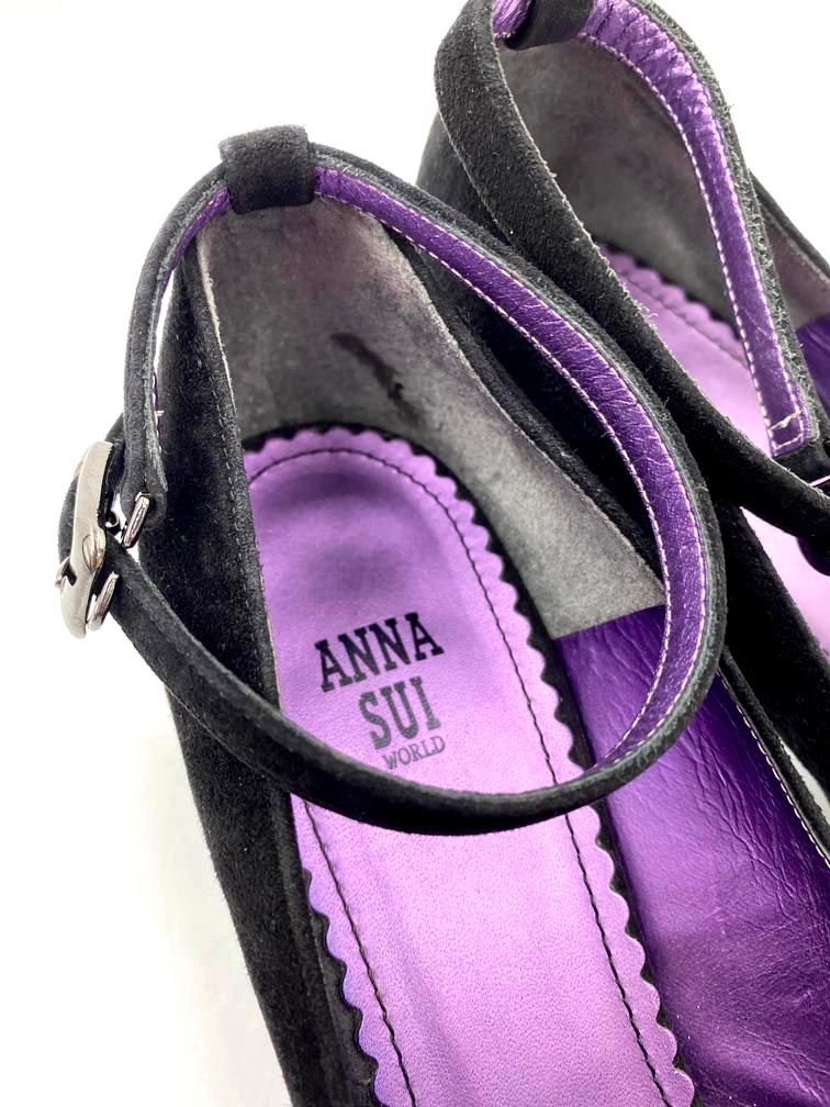 ANNA SUI アナスイ 16615 オープントゥ パンプス size23.5cm/黒