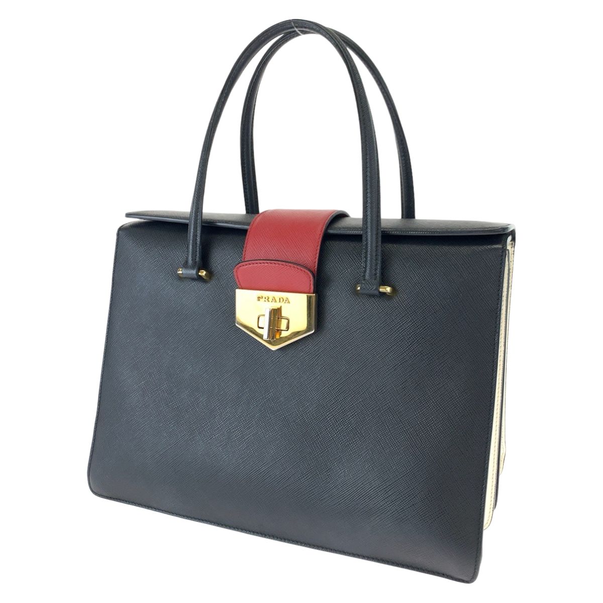 PRADA プラダ サフィアーノ ブラック 黒 レッド 赤 ゴールド金具 レザー B2725C ハンドバッグ トートバッグ レディース 405616  【中古】【中古】 - メルカリ