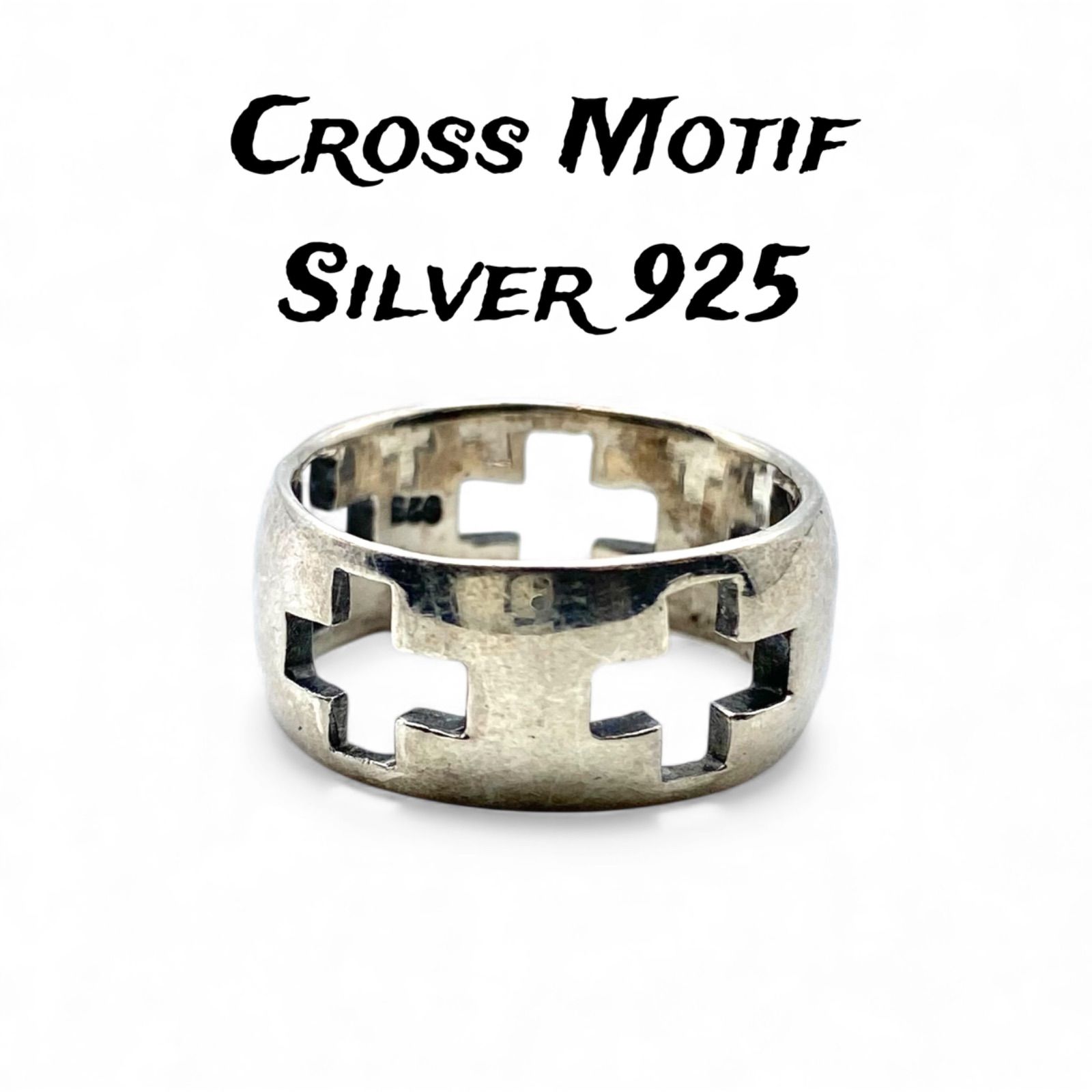 十字の意匠】クロス Silver 925 刻印 90s Vintage Design Ring 