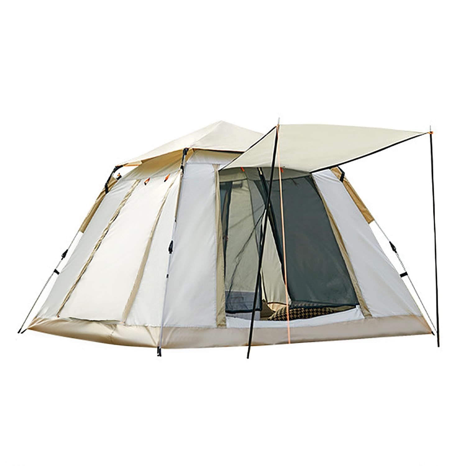 Beikemall テント ワンタッチ 5-6人用 耐水圧 3000mm UVカット 設営簡単 防風 防水 防虫対策 メッシュ窓付き 通気性に優れ キャンプ アウトドア お花見 防災用 多機能 折りたたみポール付き 収納袋付き
