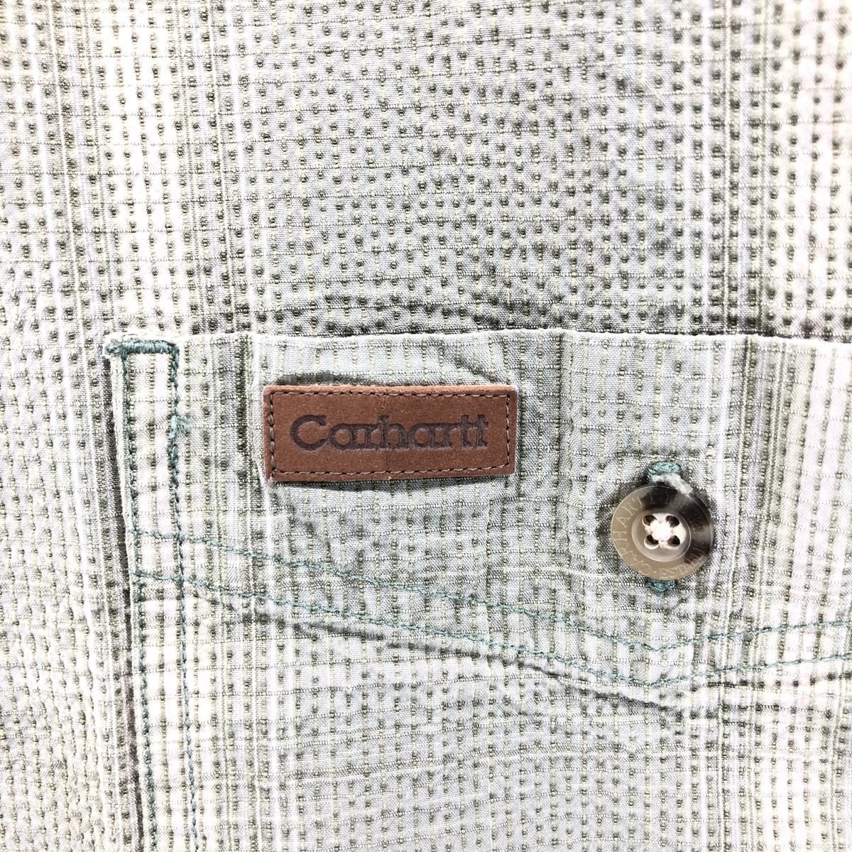 古着 カーハート Carhartt チェック柄 シアサッカー 半袖 ワークシャツ 