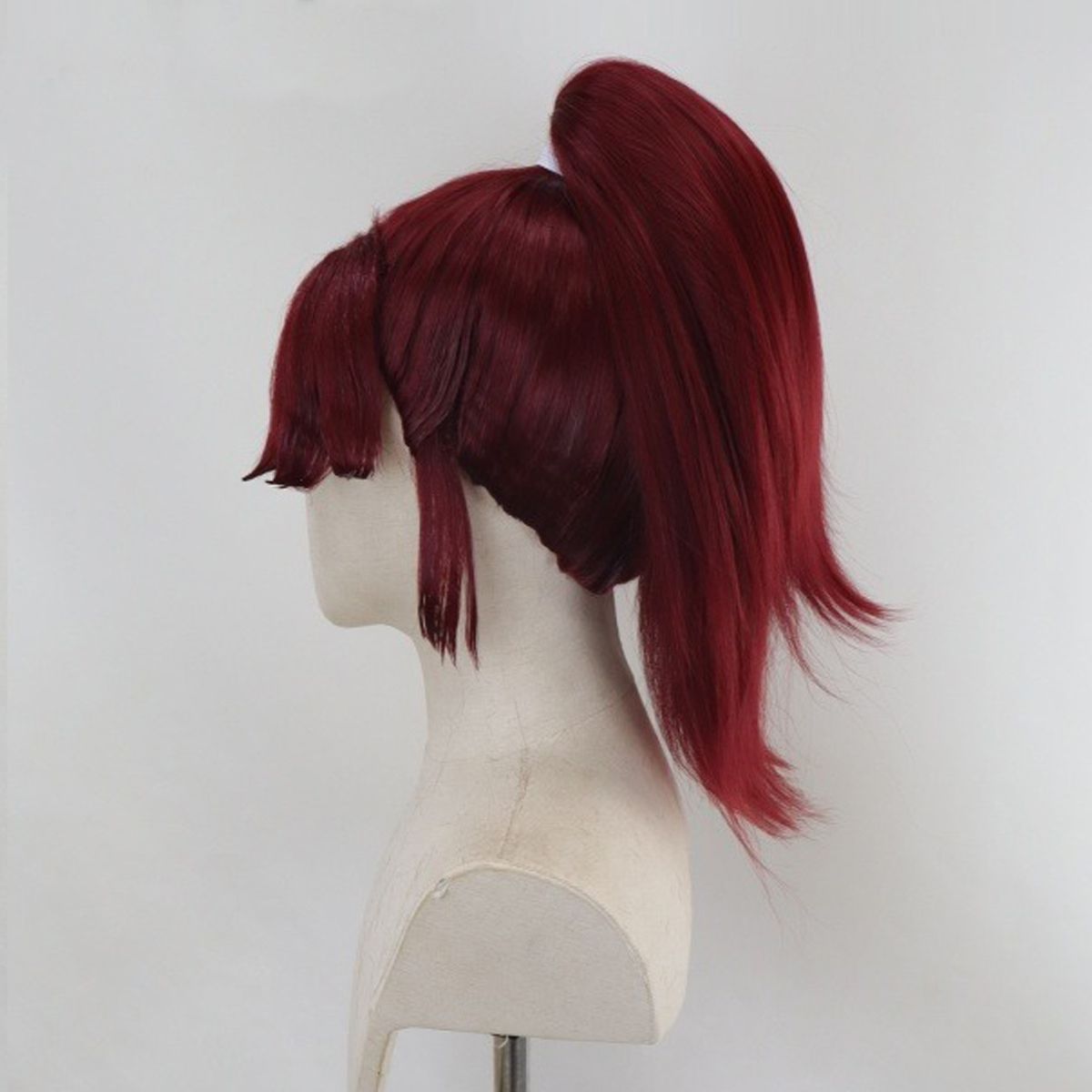 お取寄せ商品 納期ご相談下さい コスプレ耐熱ウィッグ オーダー 造形ウィッグ ワインレッド 前髪立ち上げ ワンレン 結い上げ ポニーテール ウィッグ 忍たま乱太郎 富松作兵衛 等 WWW_IBETON_RU