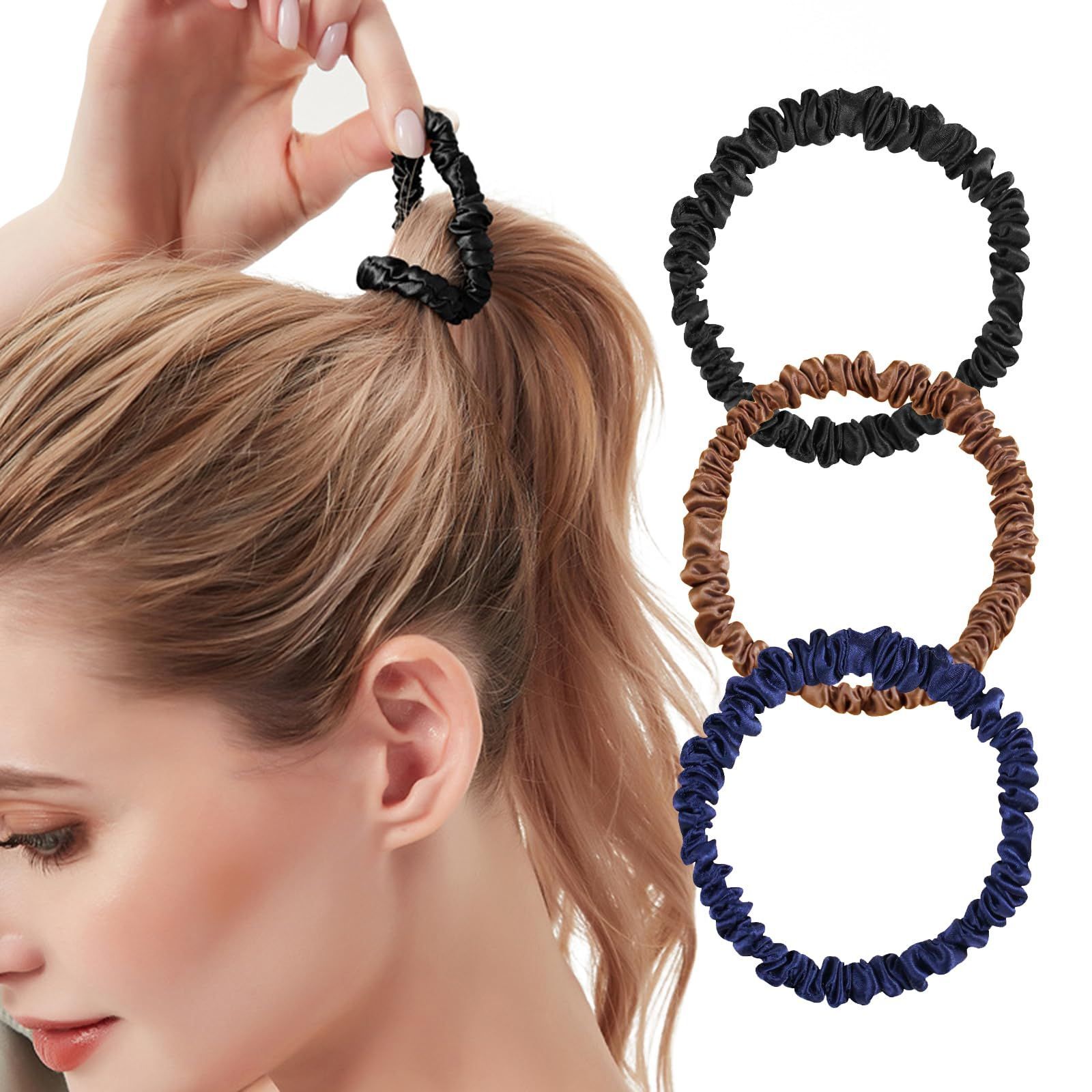 【特価商品】ヘアゴム シルク100% 19匁 シュシュ 髪ゴム 髪に優しい 跡が残らない 6Aクラス シルクヘアシュシュ ヘアアクセサリー ヘアポニー ポニーテール 髪留め 3個セット