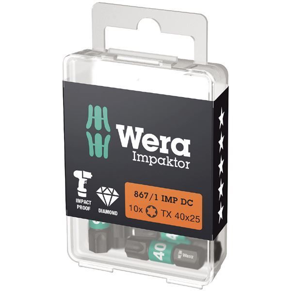 WERA ヴェラ 10本入 差込6.35mm インパクトドライバー用 トルクスドライバービット 刃先サイズT40 全長25mm 057627 工具 ツール