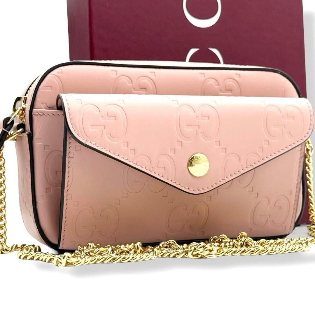 未使用　グッチ　チェーンショルダーバッグ　GGスーパーミニ　付属品完備　3975 未使用 グッチ チェーンショルダーバッグ GGスーパーミニ 付属品完備