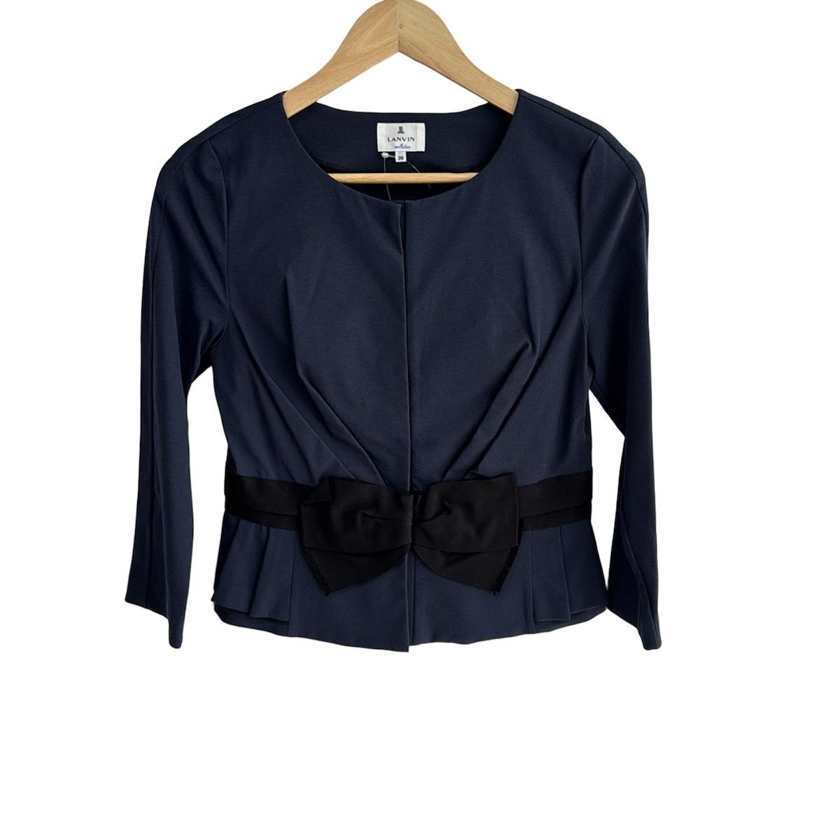 LANVIN en Bleu ランバンオンブルー ジャケット サイズ36 S レディース - ネイビー×黒 長袖|リボン|秋|春