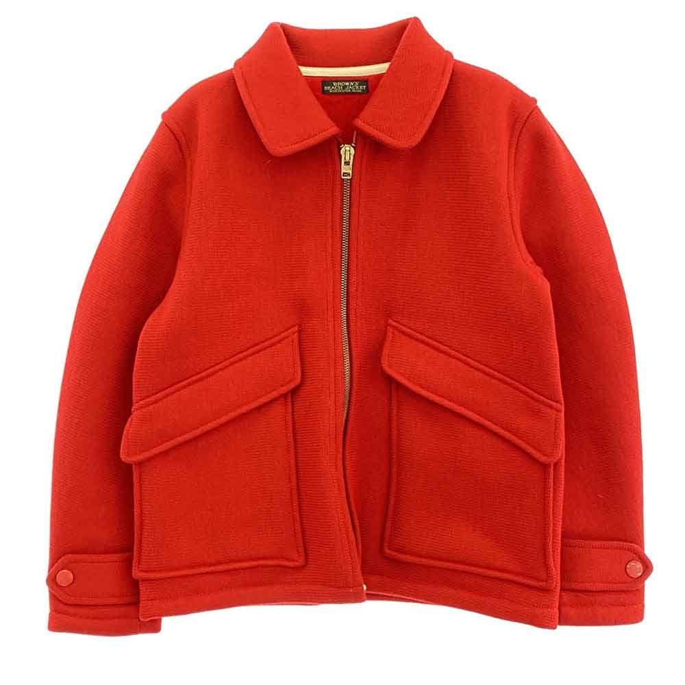 BROWNS S BEACH ブラウンズビーチ ビーチ クロス ジャケット ウール ジップアップ ジャケット レッド系 38