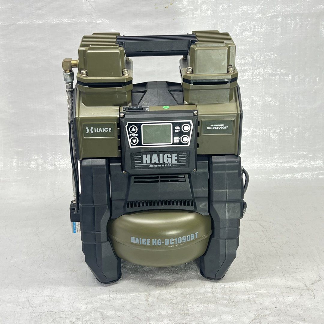 品 エアーコンプレッサー 100V 5L アルミタンク オイルレス AC電源 バッテリー充電式ハイブリッド 静音 小型 軽量 業務用 HG-DC1090BT 471