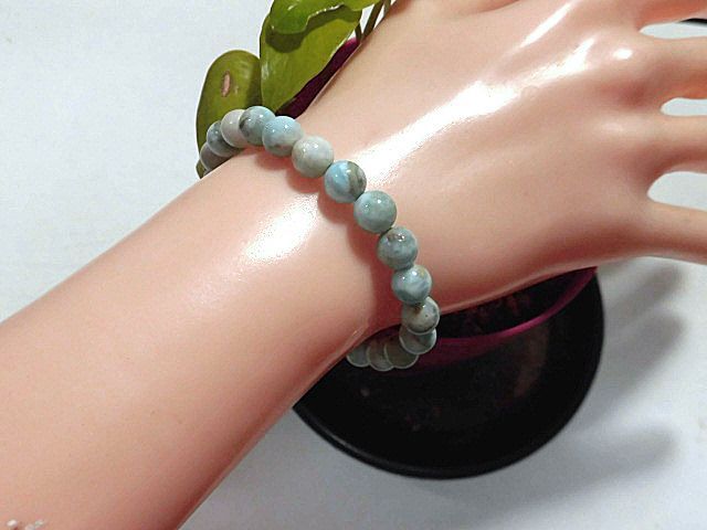 【良質,大玉】ラリマー　ブレスレット　美品　希少　天然　平和 上質大玉ラリマー丸玉ブレスレット （鑑別書付） 14mm｜マライカ公式通販