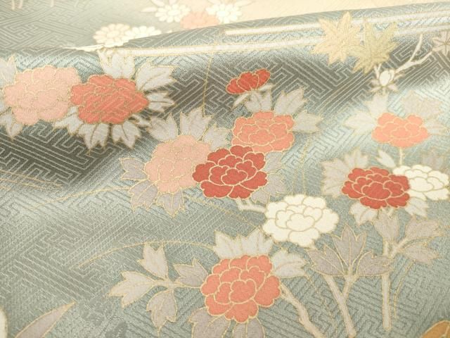 平和屋着物○無地絵羽訪問着 中国三大刺繍 草花丸文 鶸