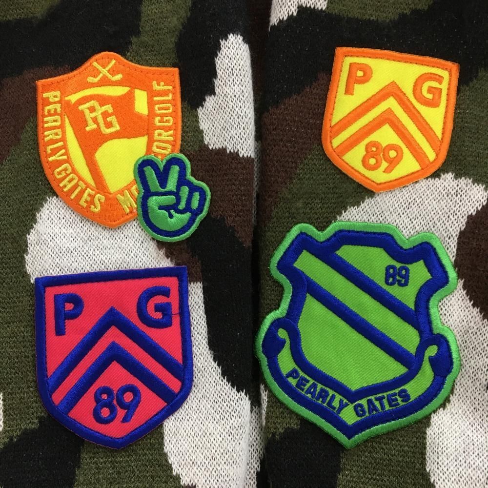 超美品】パーリーゲイツ セーター カーキ×黒 カモフラ 迷彩 裏地付き  