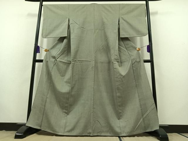 平和屋着物▽本場結城紬 重要無形文化財 単衣 豆がら茶色 正絹