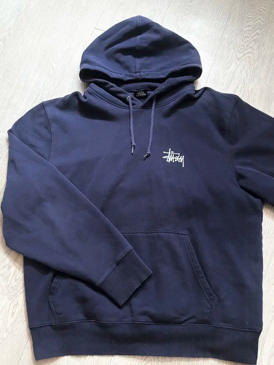 STUSSY(ステューシー) フード付きTシャツ L ネイビー 裏起毛