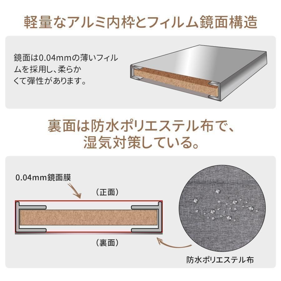 割れない鏡 フィルムミラー ダンス 160×100cm全身鏡 姿見 木