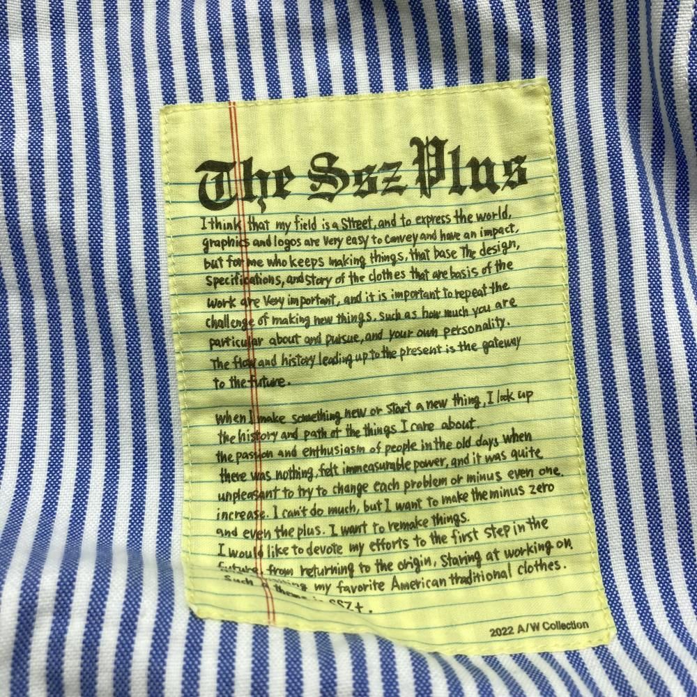 中古】BEAMS×SSZ 22AW ELBOW PATCH SHIRT ストライプ長袖シャツ サイズ
