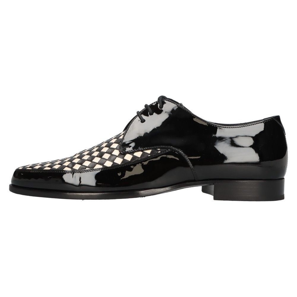 SAINT LAURENT PARIS (サンローランパリ) チェック柄 パテントレザーレースアップシューズ 632478 ブラック/ホワイト