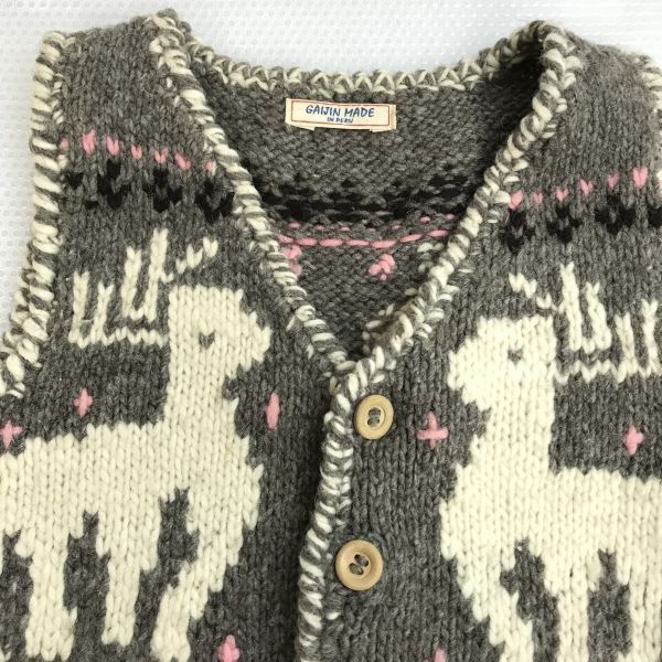 ペルー製★GAIJIN MADE/ガイジンメイド★カウチンニットベスト【レディースM-メンズXS程度】ハリウッドランチマーケット/Sweater◆pBH615 ペルー製☆GAIJIN MADE/ガイジンメイド☆カウチンニットベスト