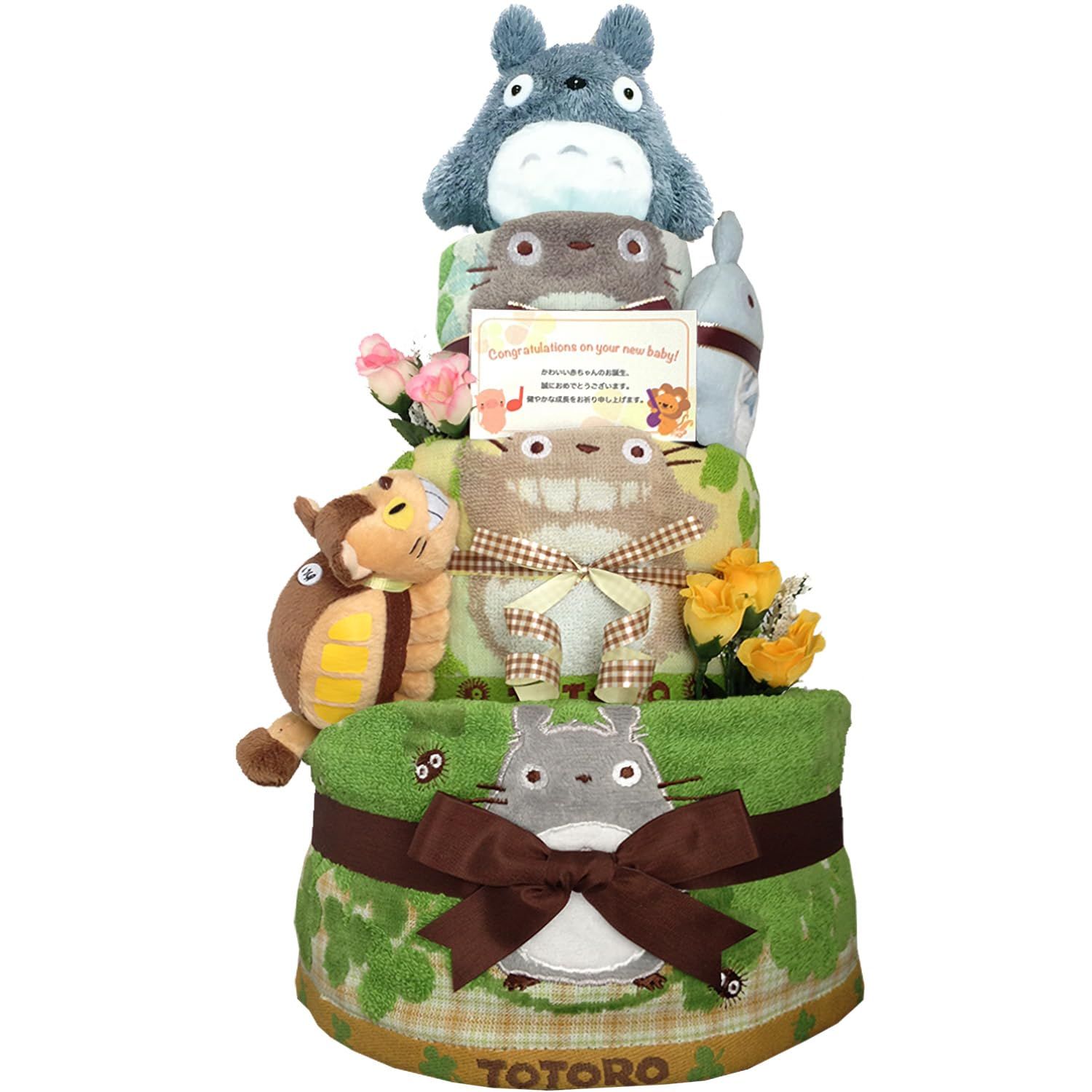 KanonBabys おむつケーキ 男の子 女の子 トトロ 出産祝い 3段 Mサイズ 4001 Mサイズ x 32
