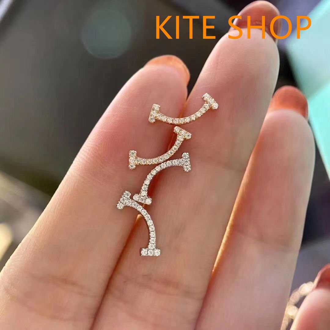 Tiffany-Co ティファニー スマイル イヤリング厚メッキ 18K ゴールド 925銀 ダイヤモンドたっぷり スマイリーフェイ イヤリング ピアス