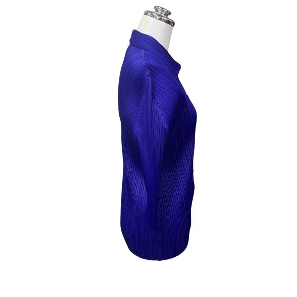 プリーツプリーズ PLEATS PLEASE カーディガン 7分袖 トップス イッセイミヤケ ネイビー 3 L 11号 レディース H 5 X 024